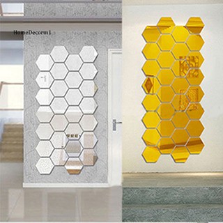 Decal dán tường thiết kế hình tổ ong tráng gương tiện dụng