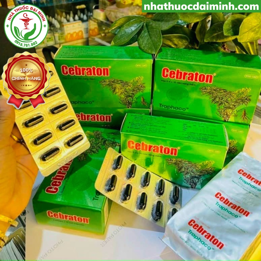 Hoạt Huyết Dưỡng Não Cebraton Traphaco Hộp 50 Viên - Tăng Cường Tuần Hoàn Máu Não, Giảm Đau Đầu, Hoa Mắt, Chóng Mặt