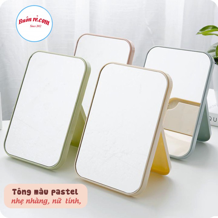 [Mã SKAMLSC28 giảm 10% tối đa 50K đơn 100K] Gương để bàn trang điểm chân chữ T màu pastel, dễ thương– Buôn rẻ 01317