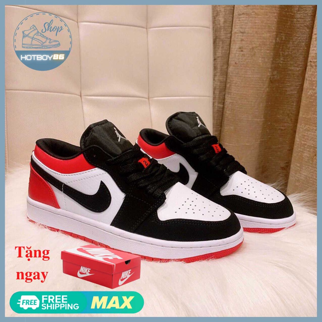 Giày Sneaker JD 1, jordan màu  đen đỏ thấp cổ nam nữ full box bill giày học sinh
