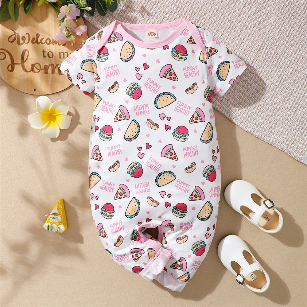 Áo liền quần MIKRDOO tay ngắn in hoạt hình động vật dễ thương cho bé sơ sinh