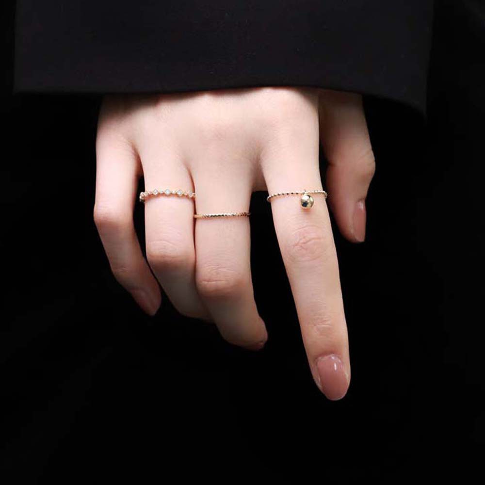 Set 3 Nhẫn Đeo Ngón Tay Đính Đá Zircon Nhiều Màu Phong Cách Hàn Quốc Cổ Điển Thời Trang Cho Nữ