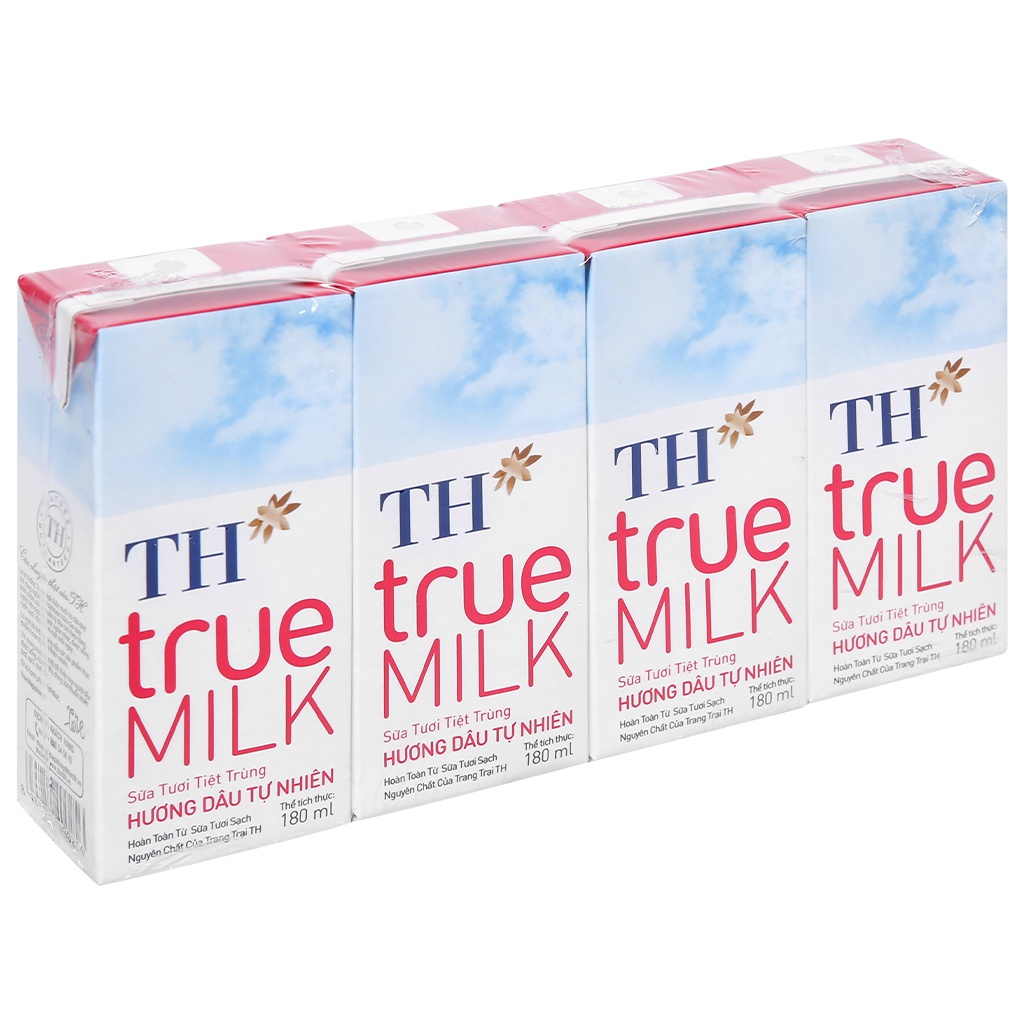 Combo 2 lốc sữa tươi tiệt trùng th true milk có đường 180ml x4 hộp
