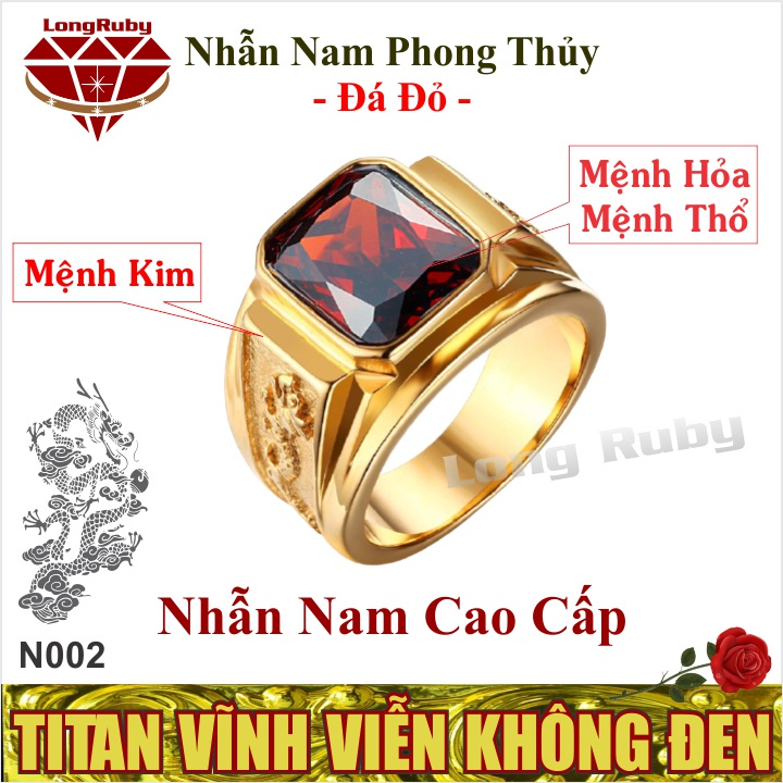 Nhẫn nam cao cấp Titan rồng xanh