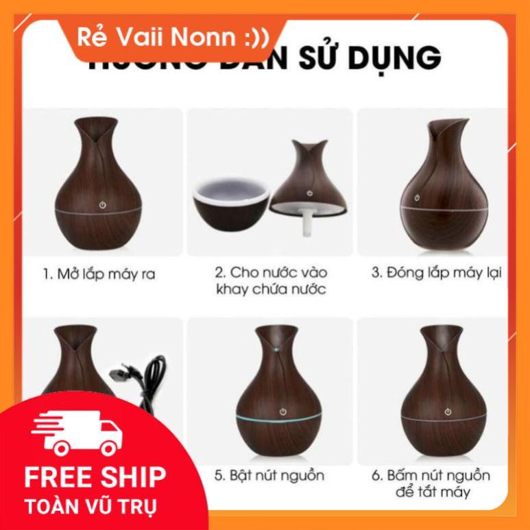 Đèn xông tinh dầu vân gỗ hình bình hoa cao cấp GDMN