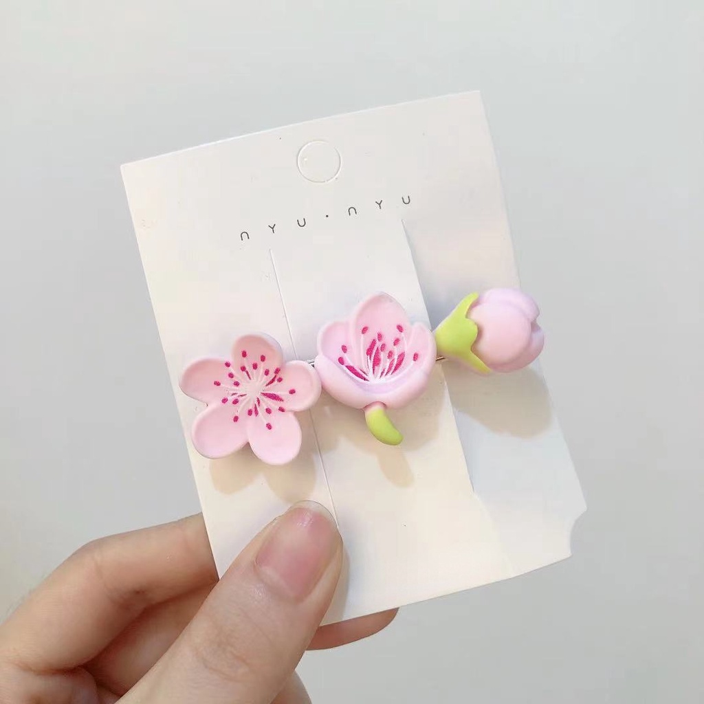 Kẹp Tóc Nhỏ Màu Hồng Đào ~ Kẹp Tóc Nhỏ Nhắn Hình Hoa Anh Đào Trái Tim Xinh Xắn Mùa Hè ins Cho Nữ