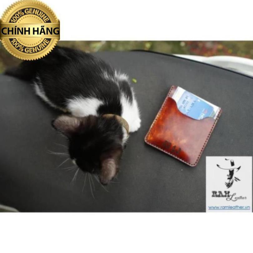VÍ RAM MINI DA BÒ VEGTAN MÀU NÂU SÁNG - HÀNG CHÍNH HÃNG RAM LEATHER .