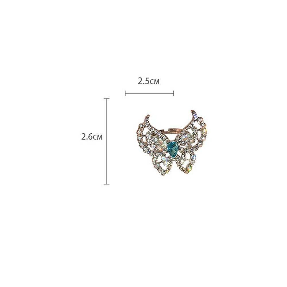 Nhẫn Hở Họa Tiết Bướm / Trái Tim Màu Xanh Dương Tùy Chỉnh Phong Cách Hàn Quốc Cổ Điển Thời Trang Cho Nữ