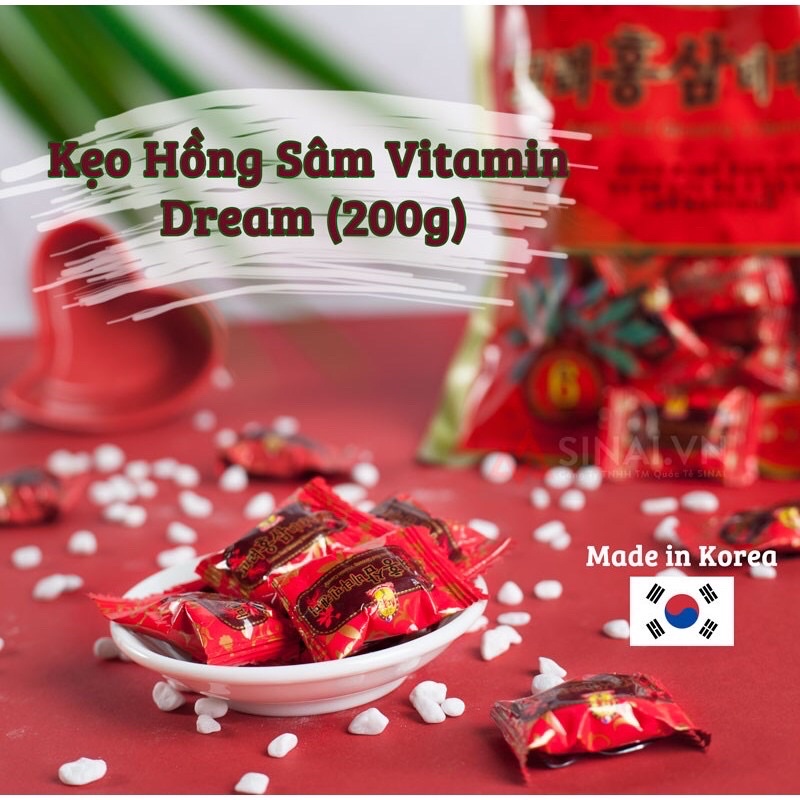 kẹo Hồng Sâm vitamin Hàn Quốc - 200g/gói -  RẤT TỐT CHO SỨC KHỎE - kẹo sâm