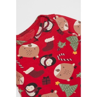 Bộ đồ body đỏ noel bé trai HM Auth size 2-4m