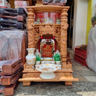 Combo bộ bàn thờ thần tài ông địa gỗ xoan ngang 48cm