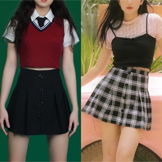 Chân váy xếp ly tennis caro phối khuy nhiều màu DALLA SAIGON