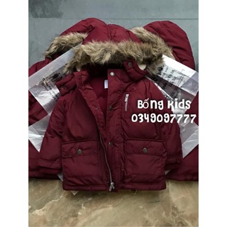 Áo parka bé trai túi nắp đỏ burn on