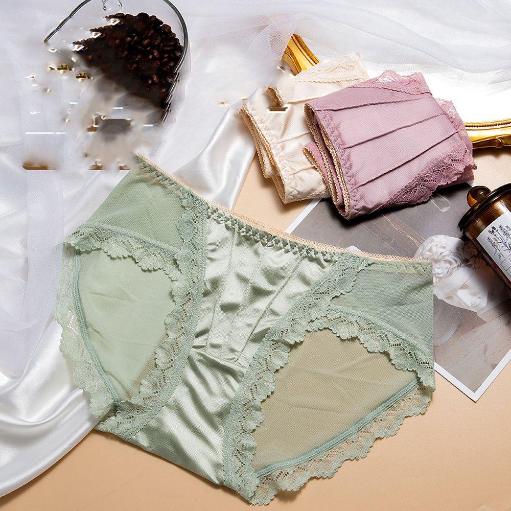 Quần Lót Ren Co Giãn Thoáng Khí Màu Đất Thời Trang Nhật Bản Cho Nữ