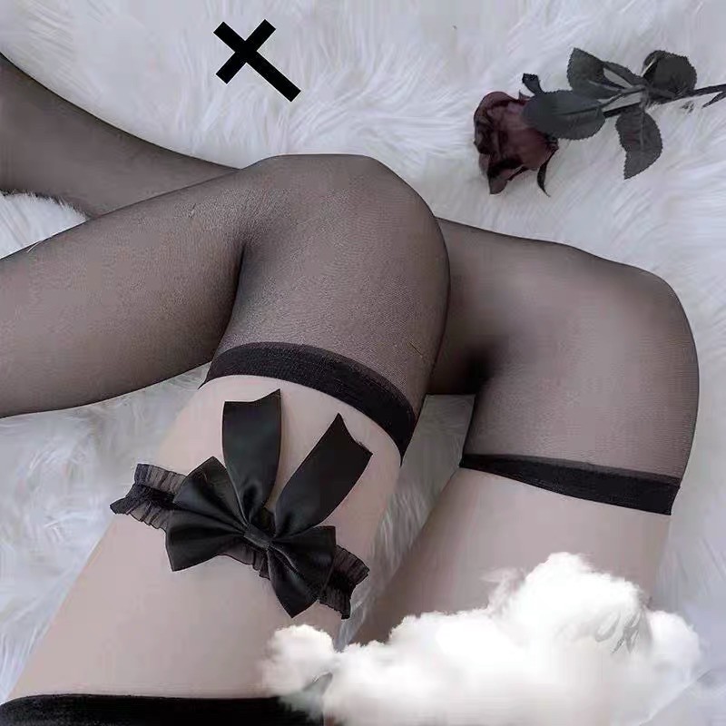 choker đùi ren bèo phối nơ mã Yu-9