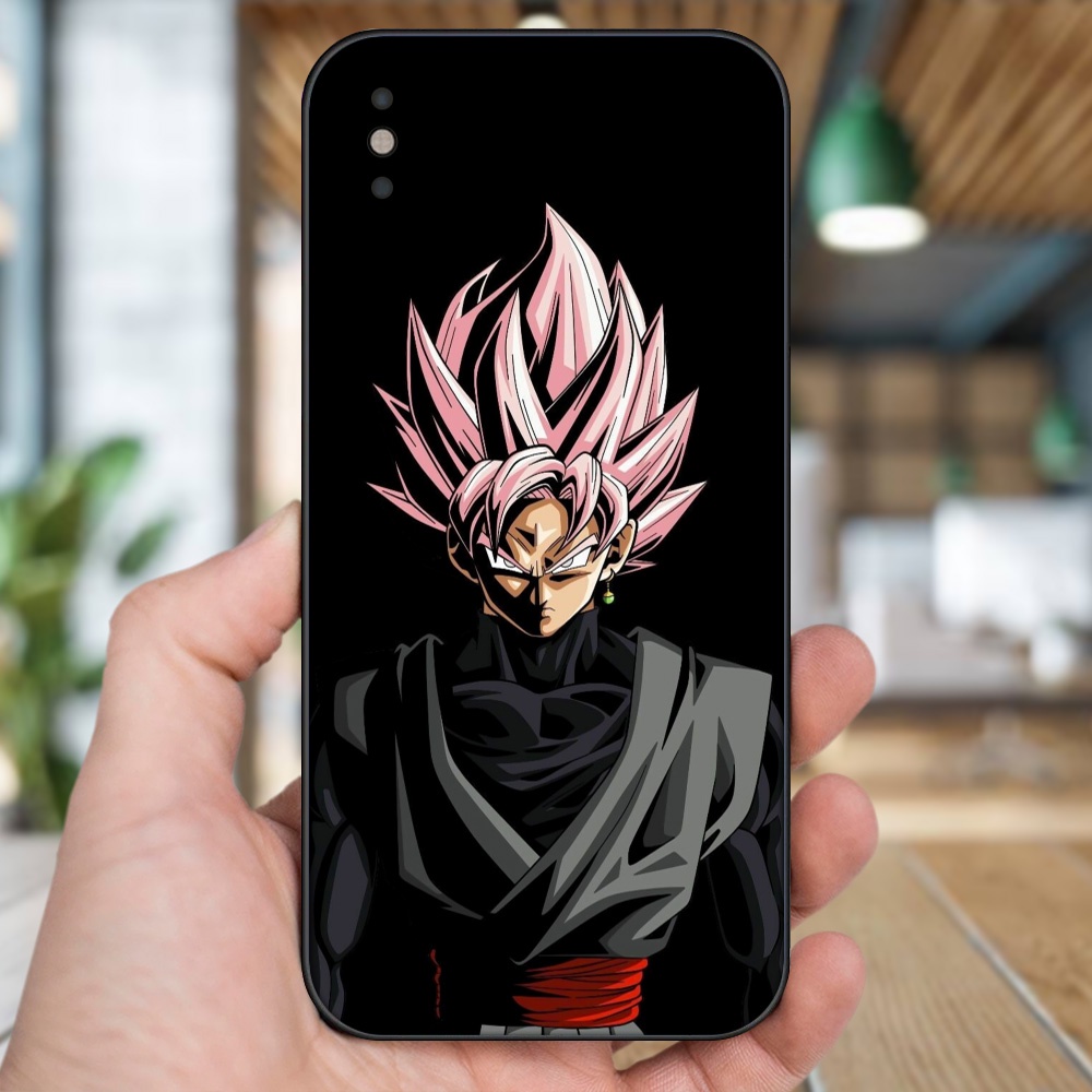Ốp lưng iPhone Xs Max dẻo đen cạnh vuông in hình Goku Dragon Ball