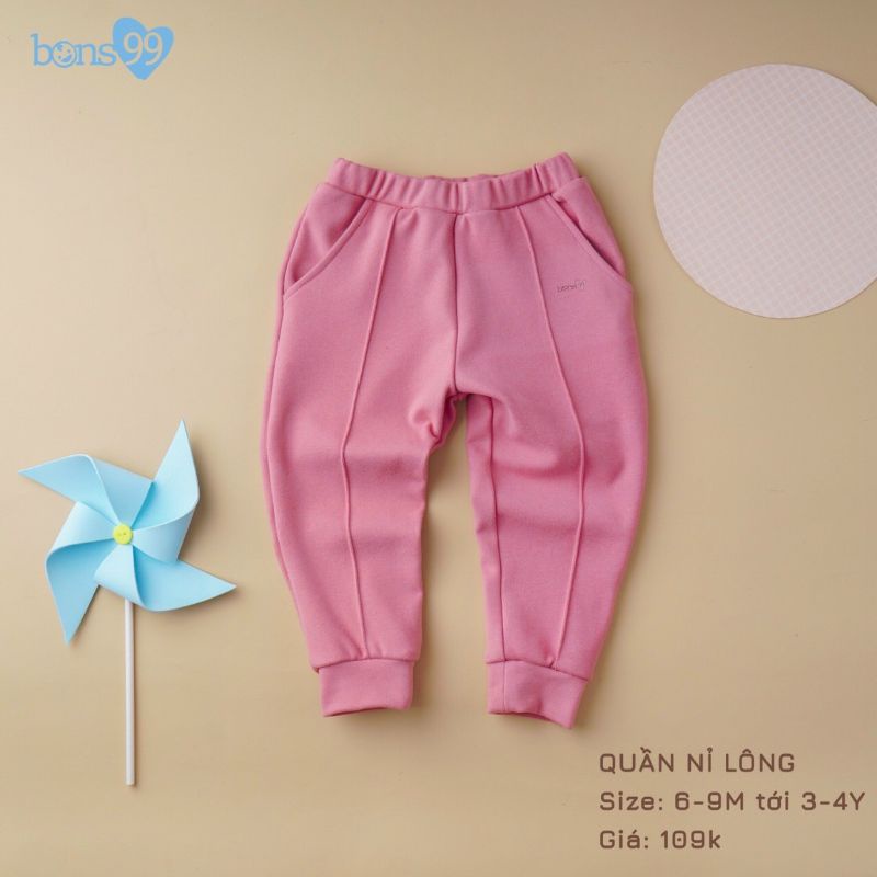 Bons99 - Quần nỉ lông Bons99 hàng đẹp dày dặn cho bé trai bé gái 6-16kg