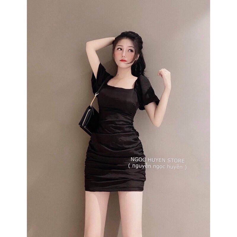 Váy đầm cổ vuông tay ngắn hở lưng siêu sexy | BigBuy360 - bigbuy360.vn