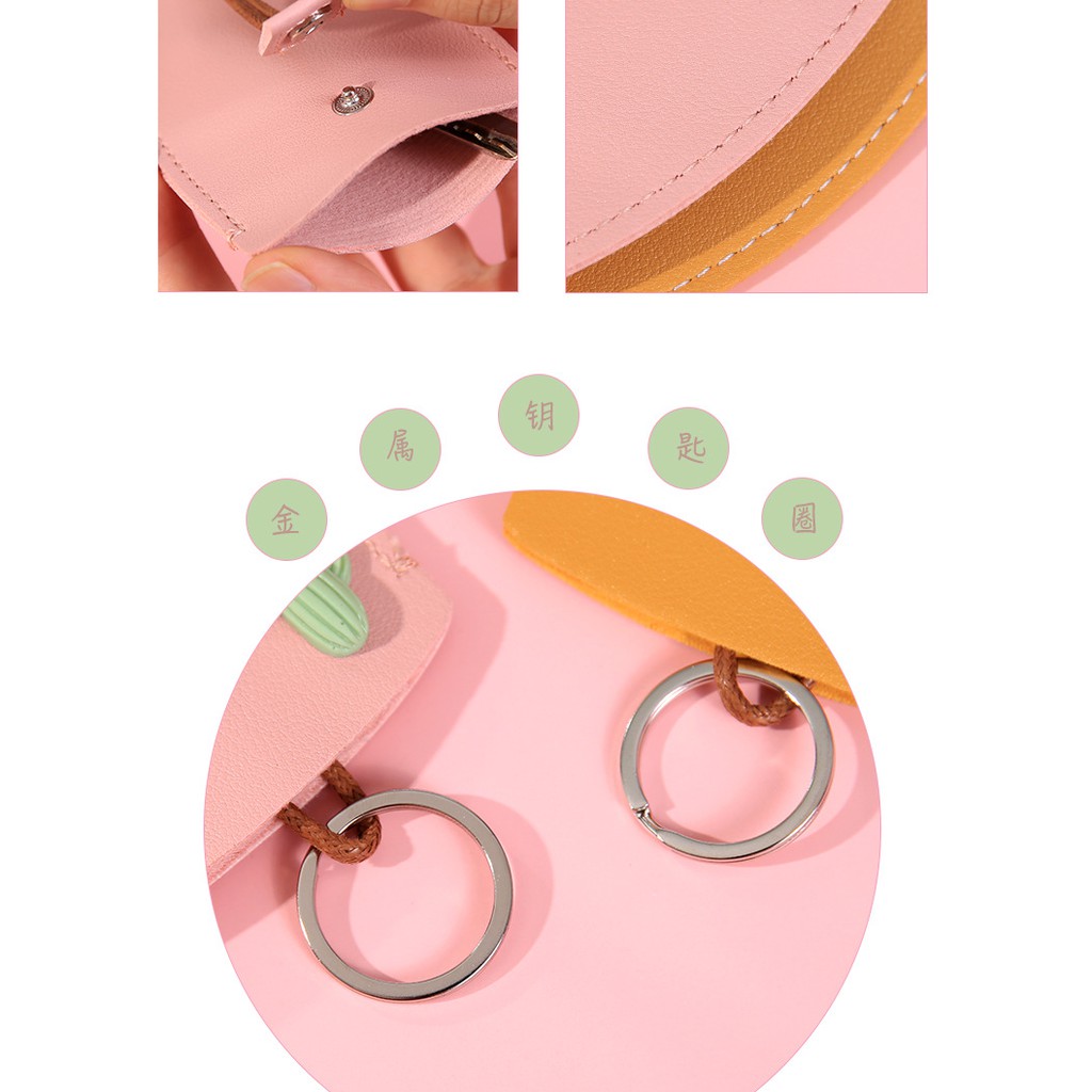 Móc Khoá Bao Da Bảo Vệ Chìa Khoá, Điều Khiển Từ Xa Da PU Cao Cấp Nhiều Hình Cute