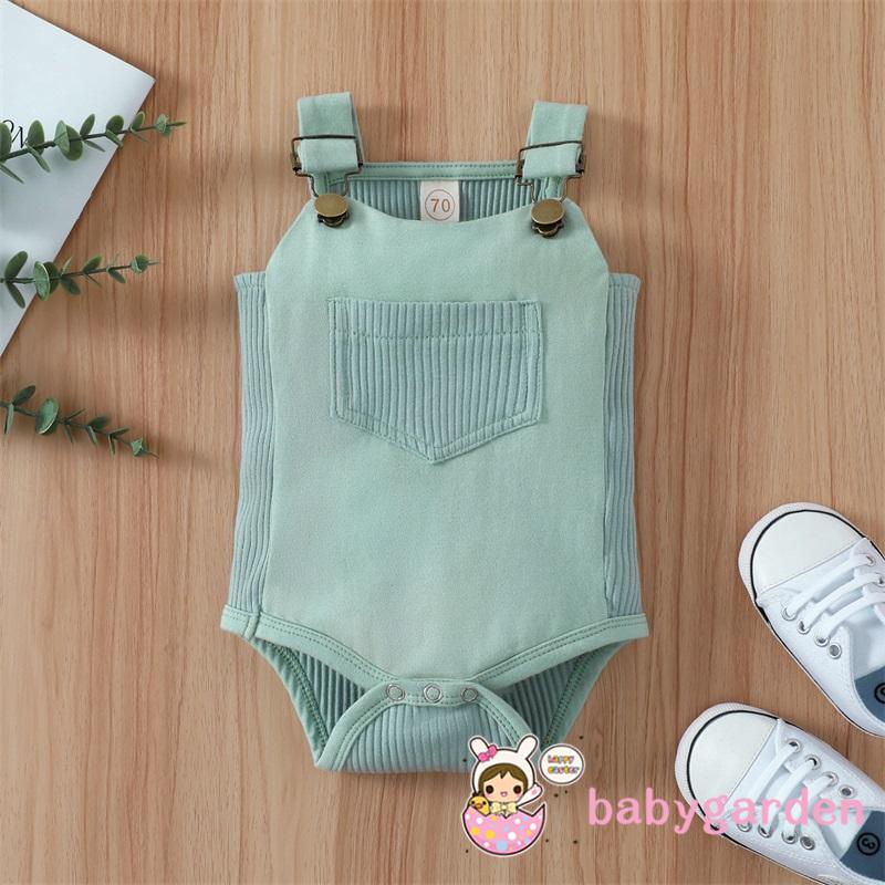 BABYGARDEN-0-18months Unisex Baby Romper, Adjustable Shoulder Straps Sleeveless Patchwork Ribbed Bodysuit Outfit