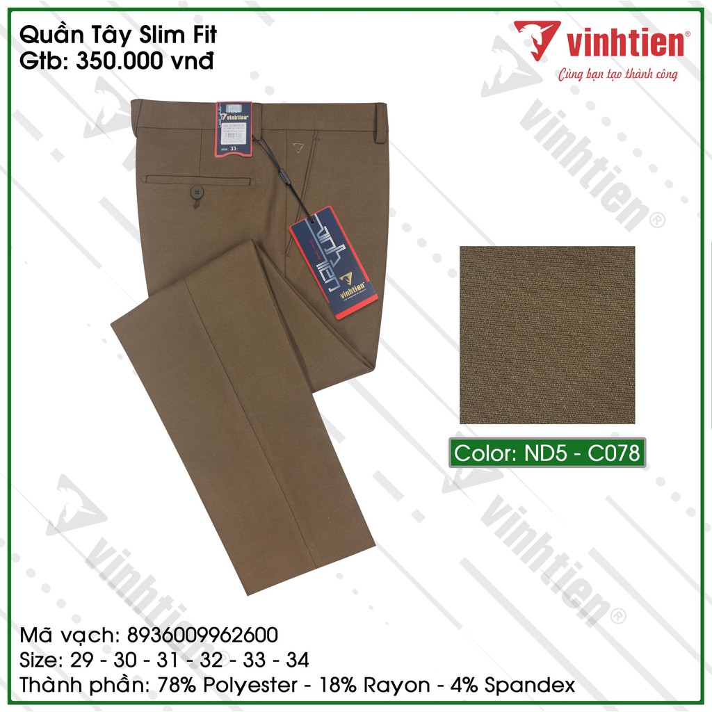 Quần tây 0ly trơn slimfit 350 Vĩnh Tiến | BigBuy360 - bigbuy360.vn