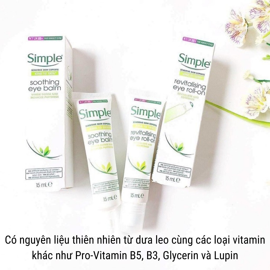 Lăn Dưỡng Mắt SIMPLE Revitalising Eye Roll-On Giảm Thâm Quầng Mắt Cho Đôi Mắt Rạng Ngời (15ml)