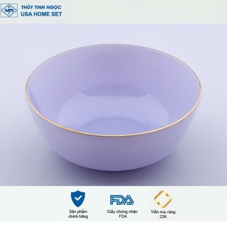Tô khum/tô sâu viền vàng 22K Luxury màu tím thạch anh Thủy Tinh Ngọc USA Homeset cao cấp nhập khẩu chính hãng