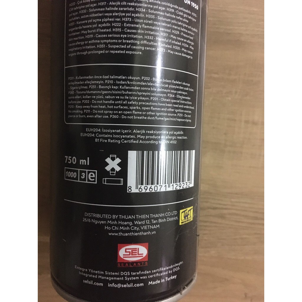 Foam chống cháy, Keo bọt nở chống cháy Selfoam B1 Fire Resistant 750ml