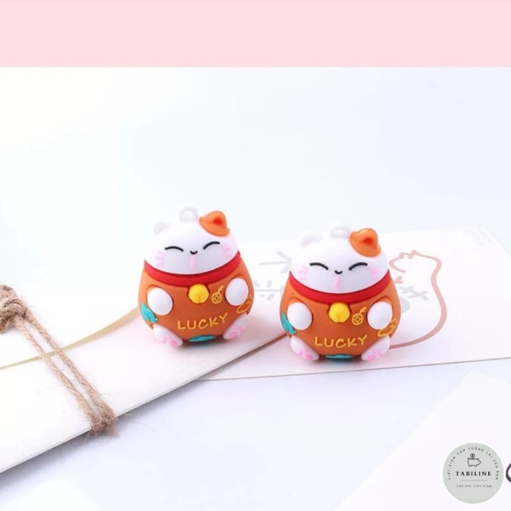 Móc khoá hình 3d mèo thần tài may mắn cute TABILINE nhựa PVC mềm cao cấp MK01