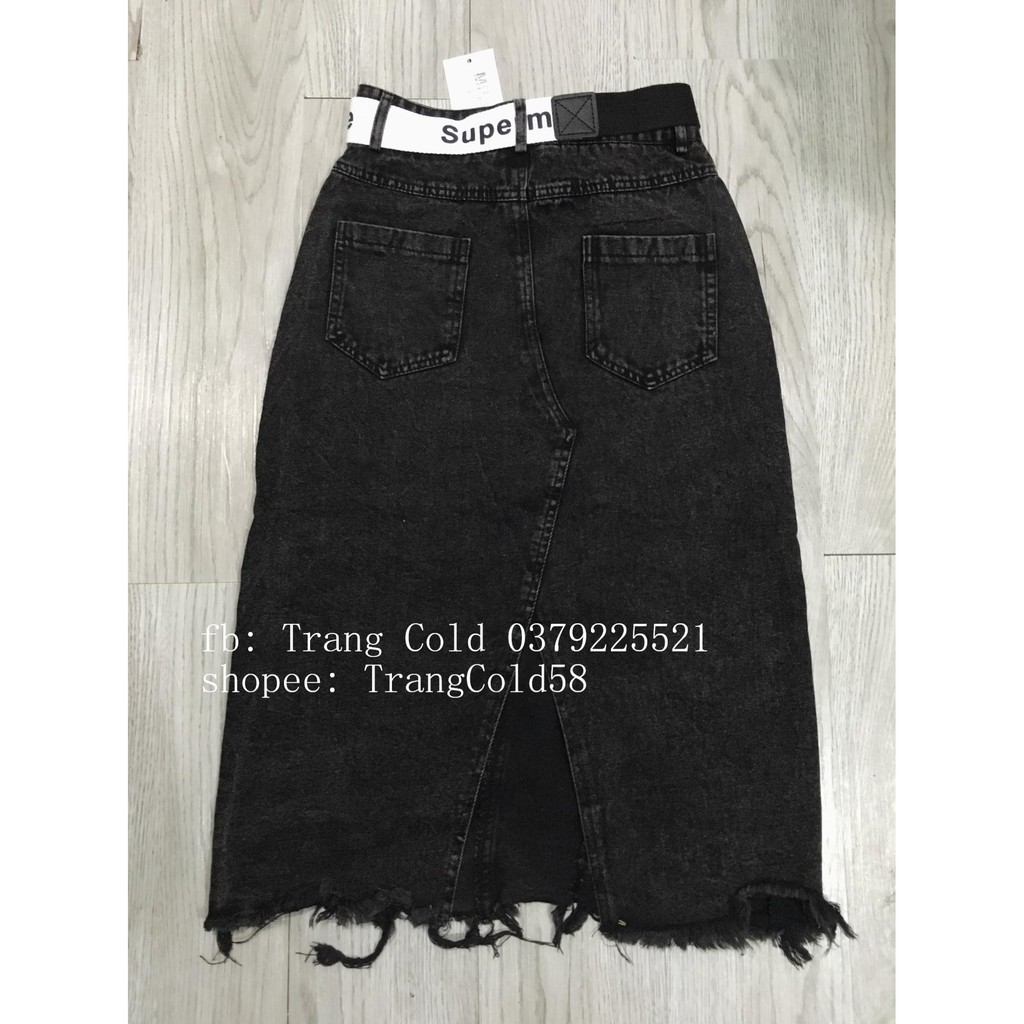 Chân váy bò rách kèm đai xẻ sau hàng loại 1 ( Ảnh thật shop chụp ) | BigBuy360 - bigbuy360.vn