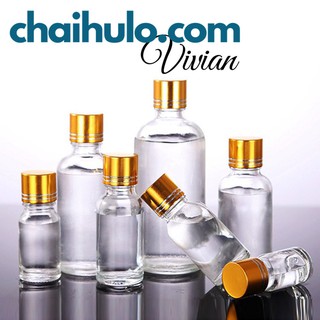 Chai lọ thủy tinh đựng tinh dầu, serum thân trong suốt nắp vặn vàng nhỏ giọt