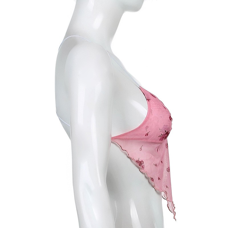 Áo croptop yếm in hoa rút ngực sexy HAC107-Hỉn Hỉn Store