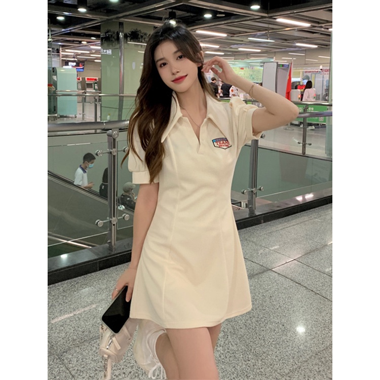 NUZIRO  Đầm Polo Ngắn Tay Chiết Eo Thời Trang Trẻ Trung Cho Nữ