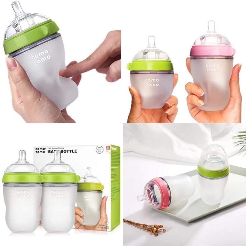 Bình sữa Comotomo 150ml/250ml núm Silicone siêu mềm
