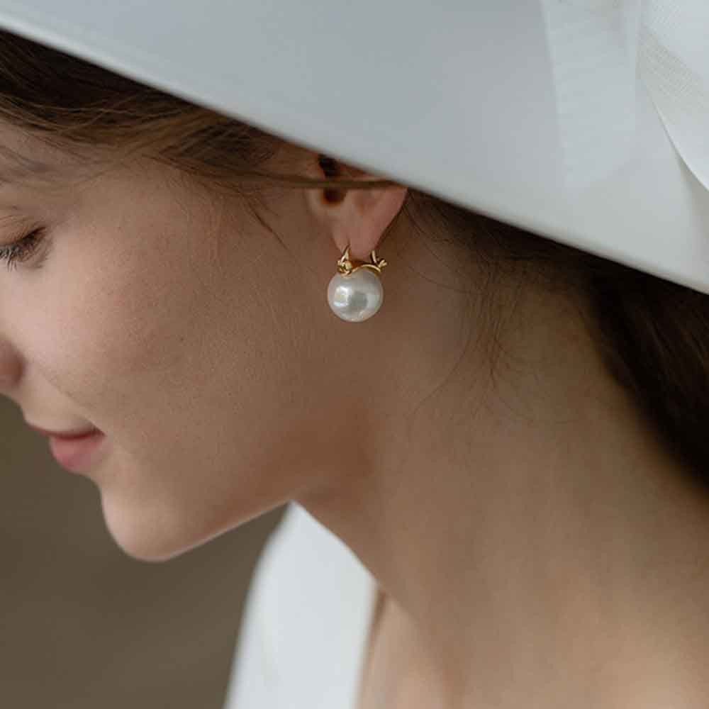 Hoa Tai Dáng Dài Đính Ngọc Trai Nhân Tạo Thời Trang