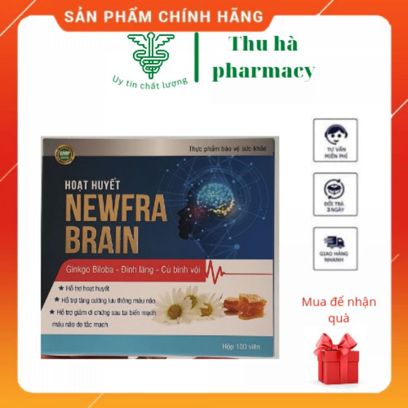 Viên uống bổ não NEWFRA BRAIN ginko 180mg giúp tăng cường trí nhớ, tăng tuần hoàn máu não hộp 100v