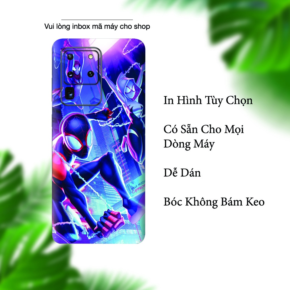 Miếng Dán Skin Điện Thoại In Hình Spider Man Người Nhện Cho Iphone 7/ 8/ X/ XS/ 11/ 11 Pro Max Và Các Dòng Máy Android