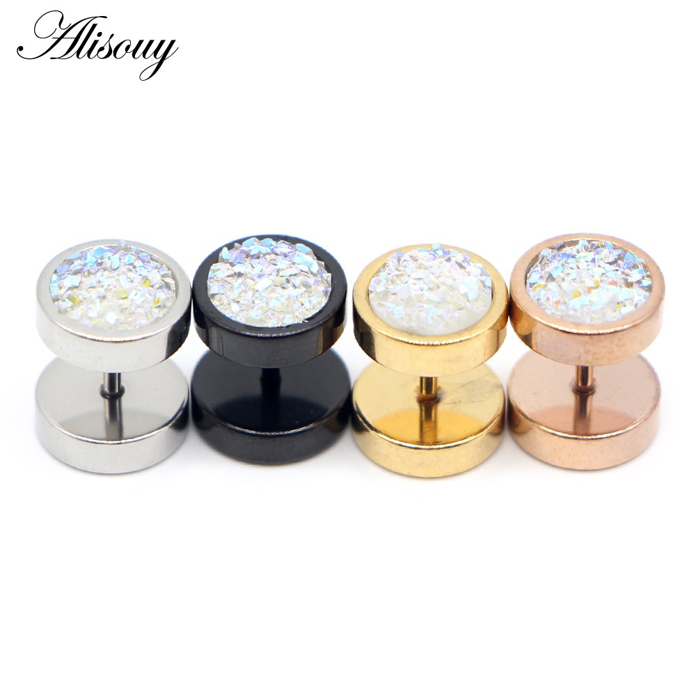 Alisouy Set 2 Khuyên Tai Chuông Tròn Hai Mặt Bằng Thép Không Gỉ Cho Nam Và Nữ