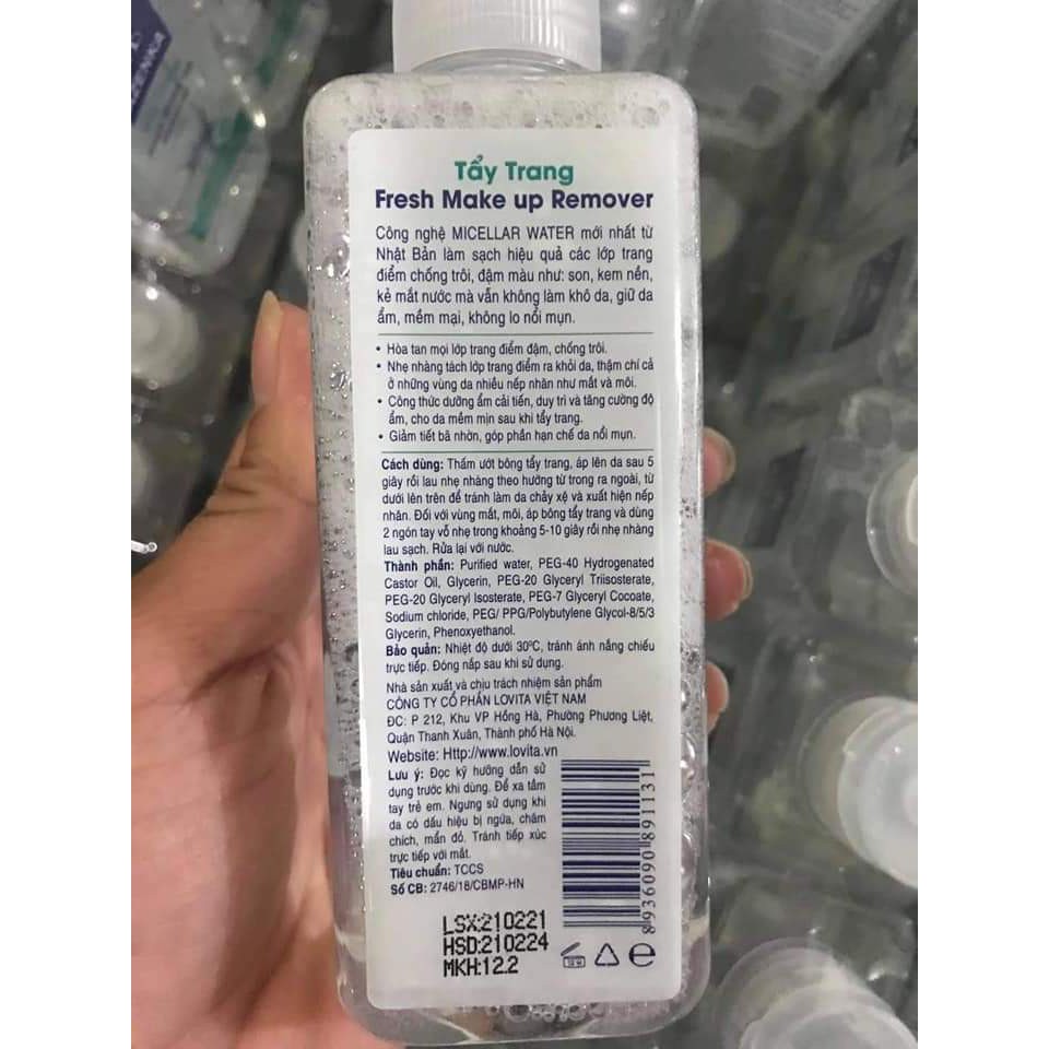 Tẩy trang an toàn lành tính dùng cho mọi loại da AZENKA Fresh Make up Remover - Chai 300 ml ♥️ TAYTRANGAZK