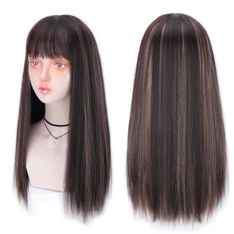 tóc bộ cả đầu thẳng lỡ phối line vàng