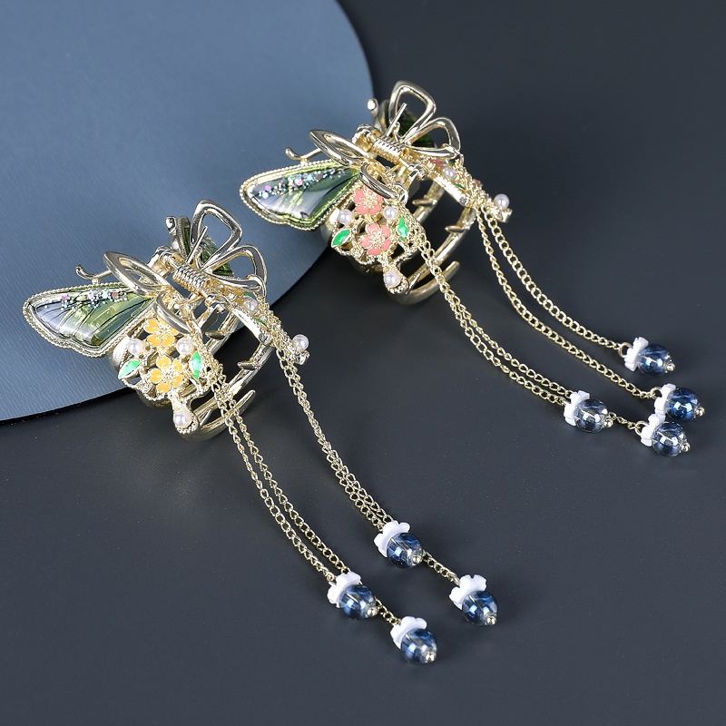 Kẹp Tóc Hình Nơ Tua Rua Bằng Kim Loại Tinh Tế Chất Lượng Cao