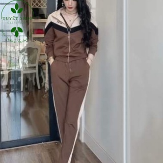 Đồ bộ thu đông nữ dài tay kéo khóa- bộ thể thao mặc nhà umi