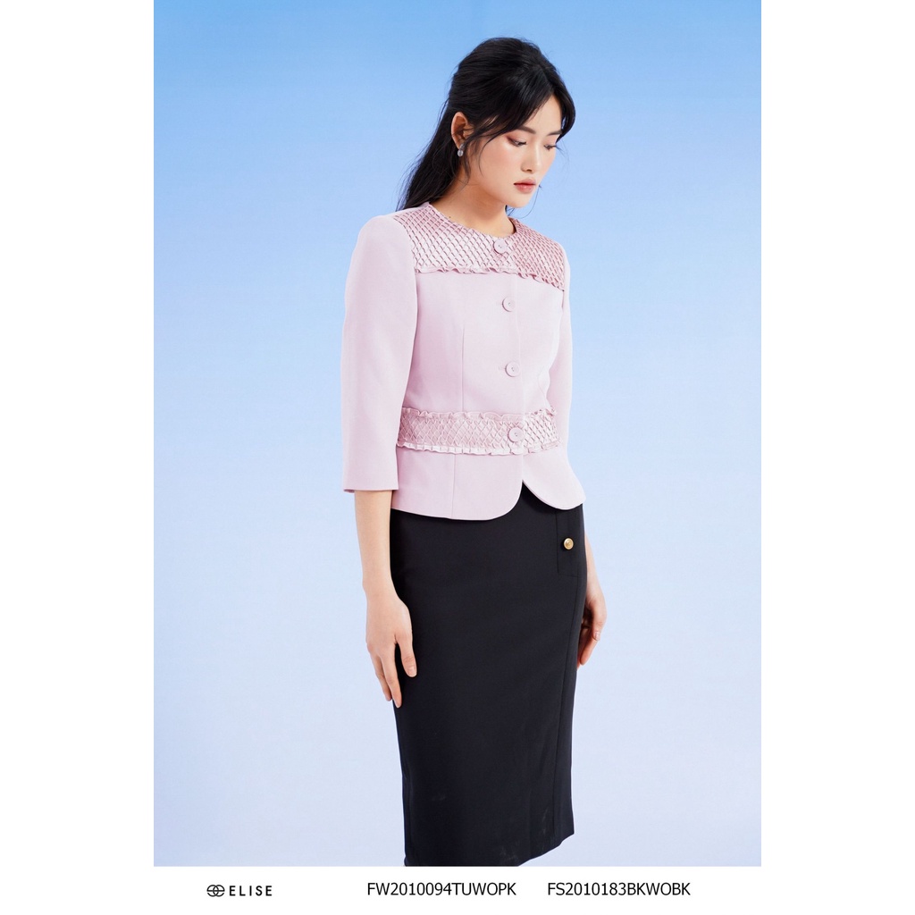 Áo vest hồng cổ bấu mí thiết kế Elise FW2010094TUWOPK | BigBuy360 - bigbuy360.vn