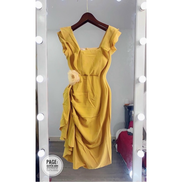 [FREE SHIP] [FREE SHIP] ĐẦM NỮ CỔ VUÔNG BÈO PEPLUM DỰ TIỆC PHỐI PHỤ KIỆN HOA EO CỰC XINH TT NERMA