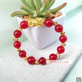 Vòng đá phong thủy mix bạc mạ vàng mệnh hỏa.thổ