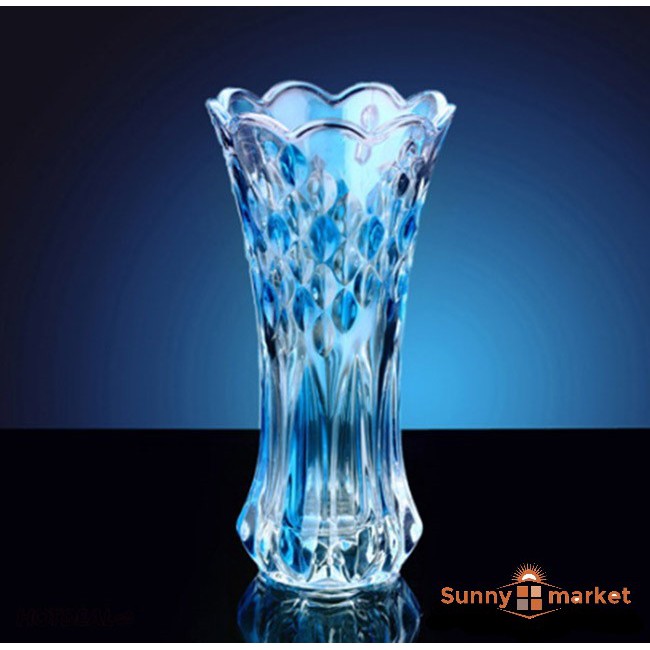 Bình bông lọ hoa thủy tinh in màu hoa văn cao cấp cao 20 cm