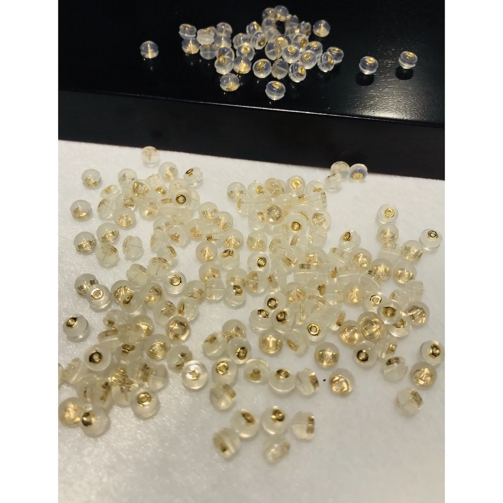 Chốt nhựa bông tai lõi v.àng 18k, chốt đẩy bông tai nhựa lõi bằng Au 18k-Minh Tâm Jewelry
