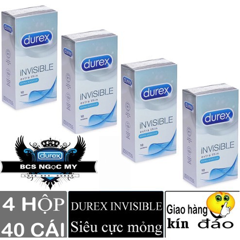 Combo 4 Hộp Bao Cao Su Durex INVISIBLE SIÊU SIÊU MỎNG 40 Cái