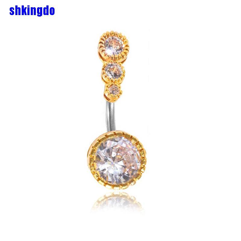 Khuyên rốn dạng thanh tạ đính pha lê