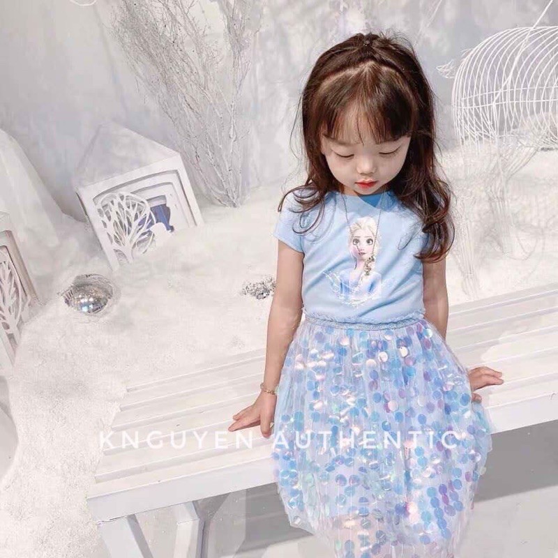 Váy Tutu Bé Gái Elsa Xanh Trời